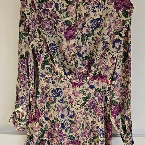Zara Floral Long Sleeve Dress in Purple and Green - Picture 6 of 7
